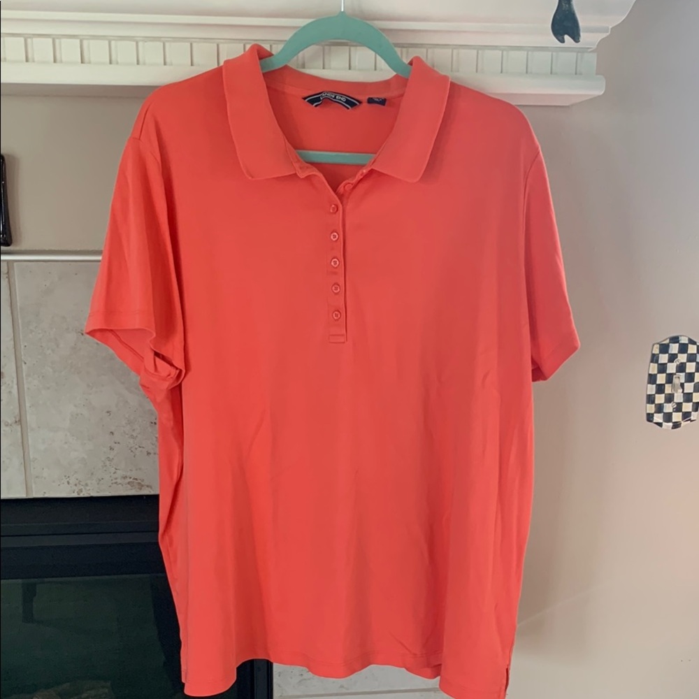 Lands' End Salmon Boxy Polo Shirt Short Sleeve